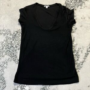 Standard James Perse Top Womens Size Medium Black Scoop Neck Tee Elevated Basics